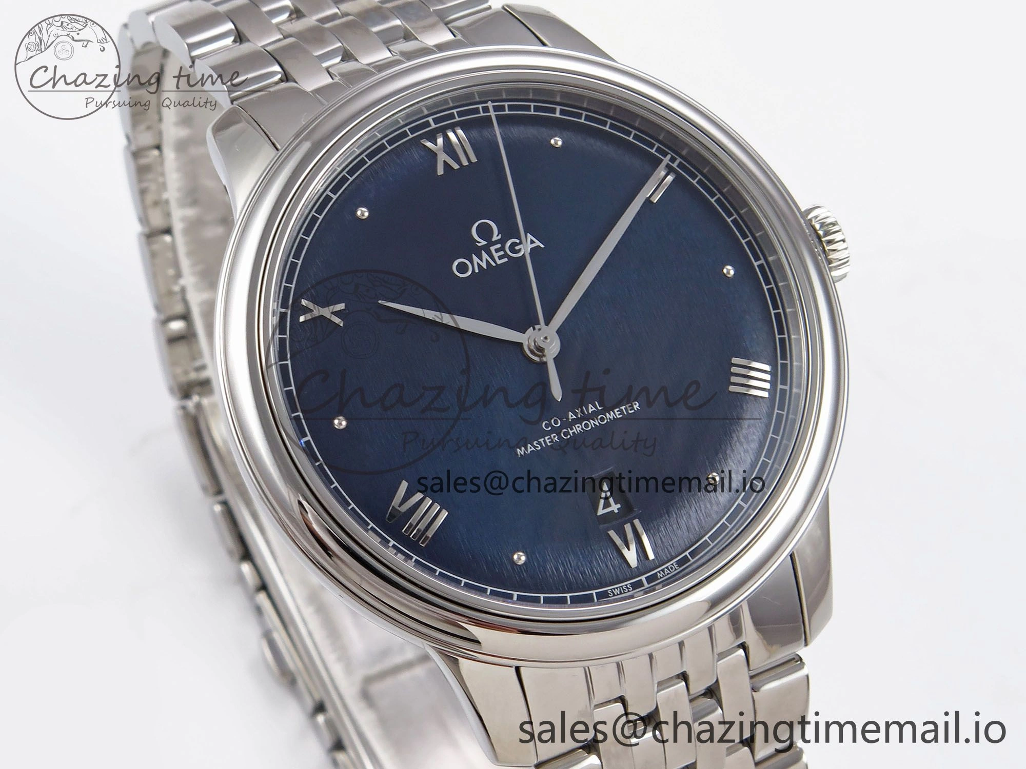 De Ville Date SS VSF 1:1 Best Edition Blue Dial on SS Bracelet A8800