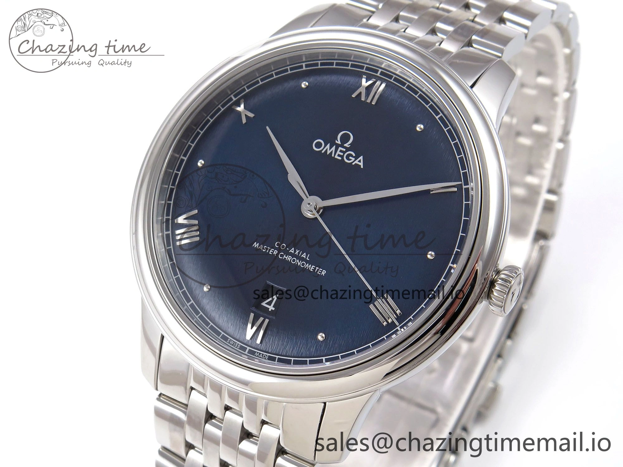 De Ville Date SS VSF 1:1 Best Edition Blue Dial on SS Bracelet A8800