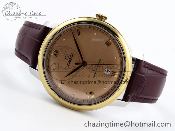 De Ville Date YG MKF 1:1 Best Edition Brown Dial Roman Marker on Brown Leather Strap A8800