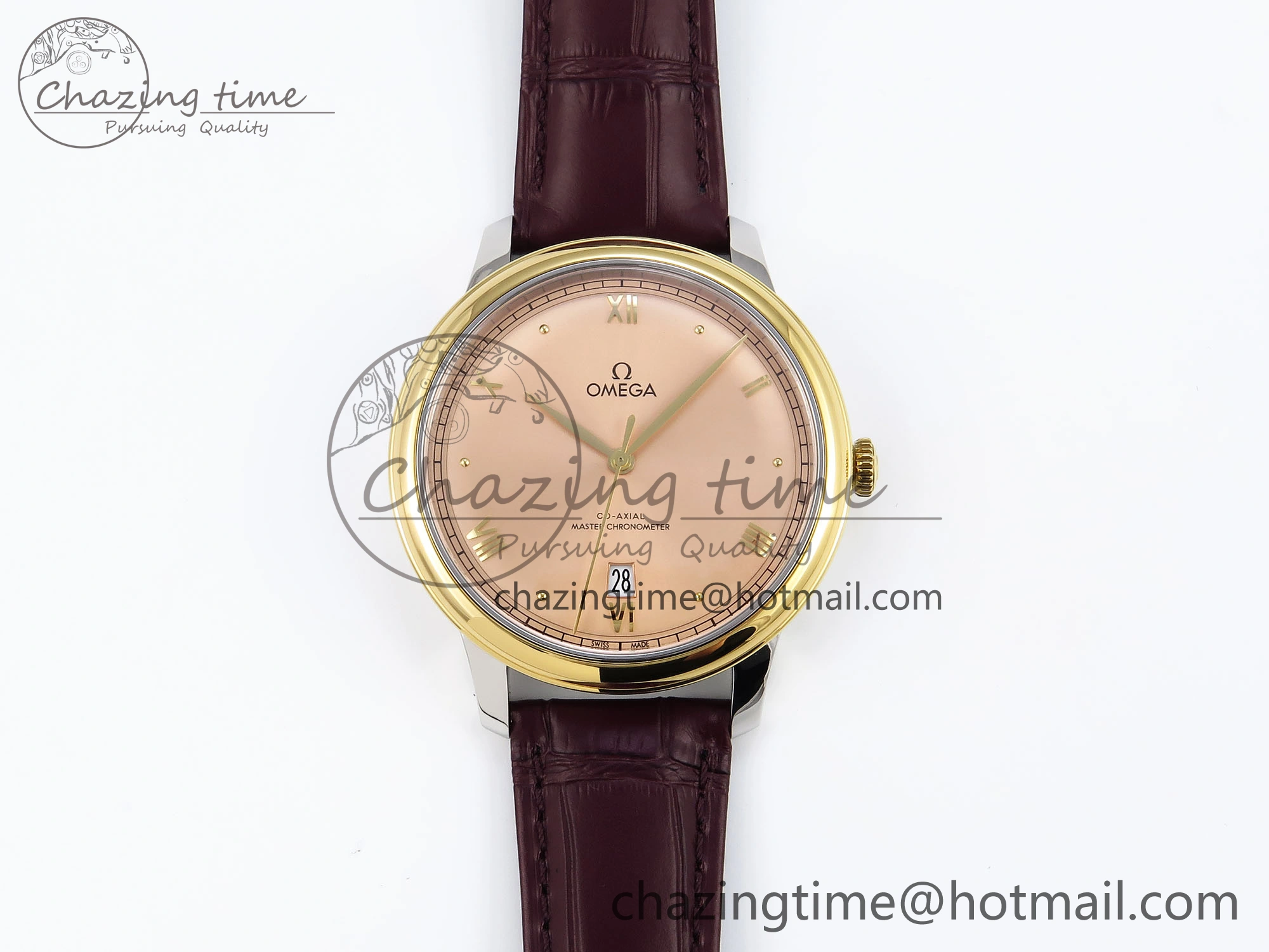 De Ville Date YG MKF 1:1 Best Edition Brown Dial Roman Marker on Brown Leather Strap A8800