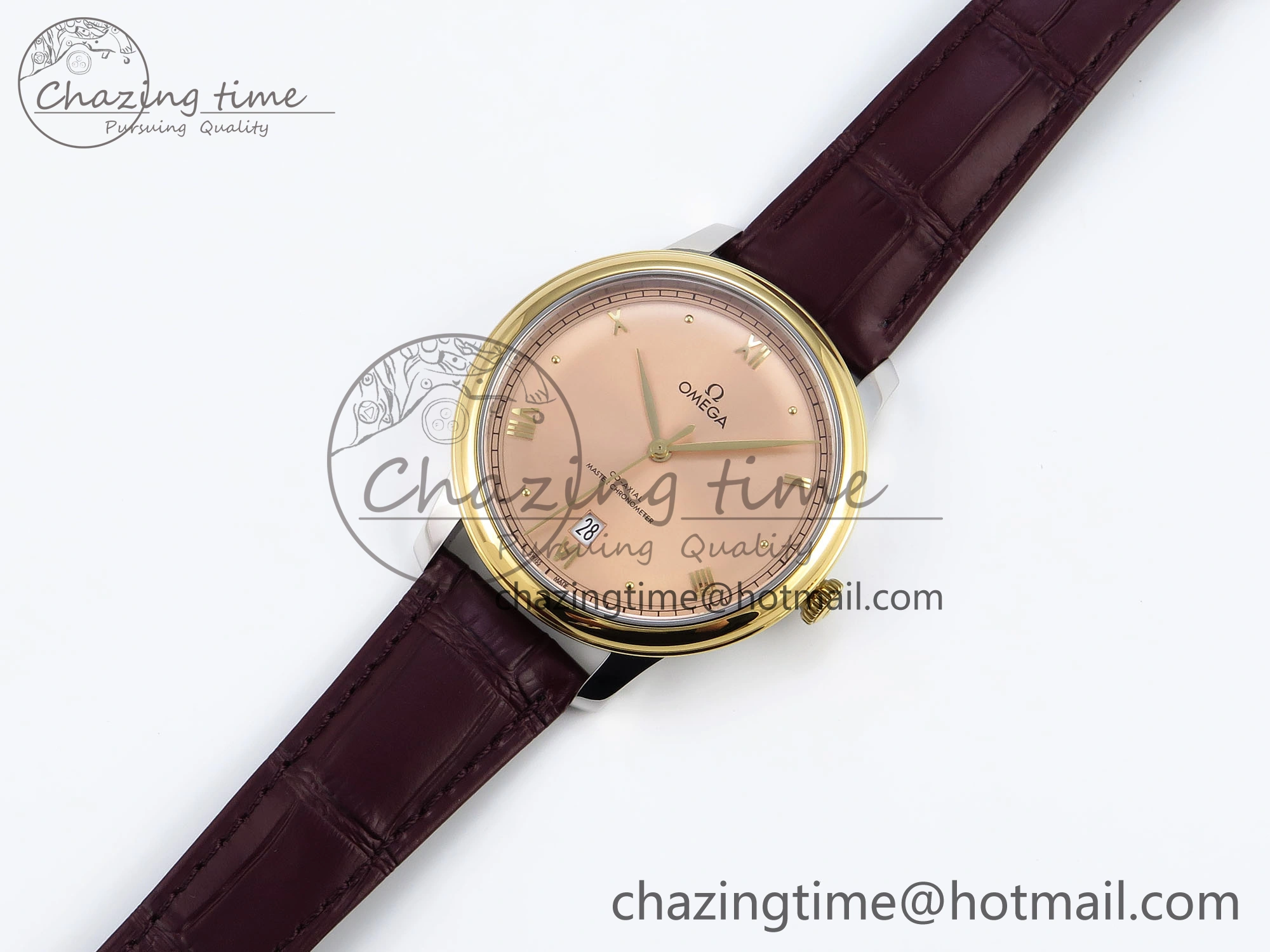 De Ville Date YG MKF 1:1 Best Edition Brown Dial Roman Marker on Brown Leather Strap A8800