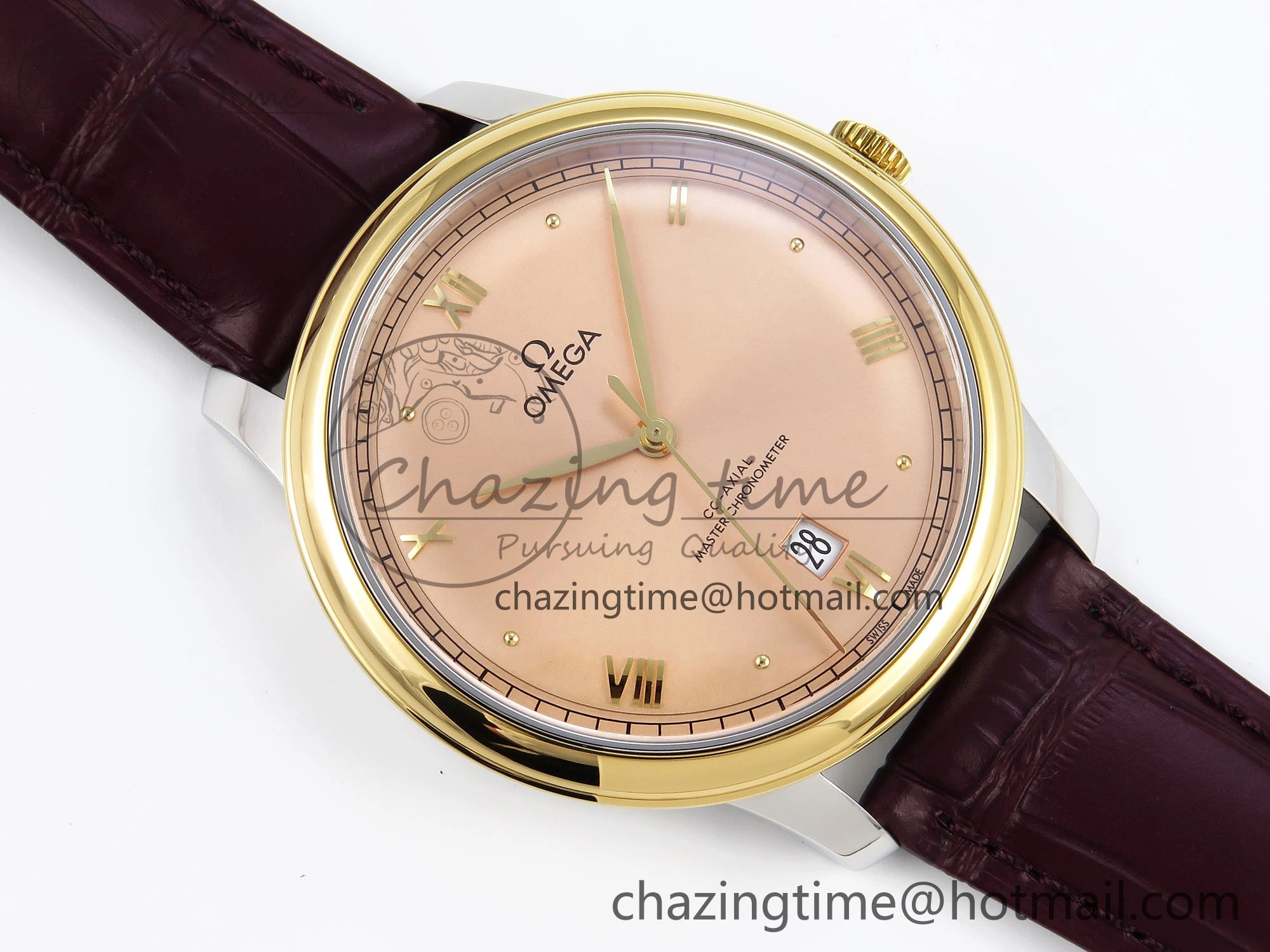 De Ville Date YG MKF 1:1 Best Edition Brown Dial Roman Marker on Brown Leather Strap A8800