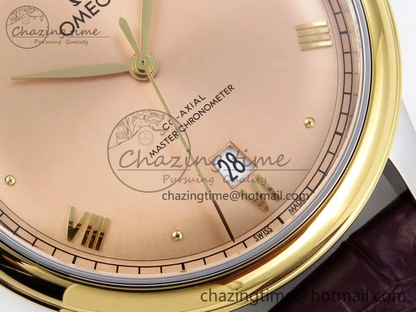 De Ville Date YG MKF 1:1 Best Edition Brown Dial Roman Marker on Brown Leather Strap A8800