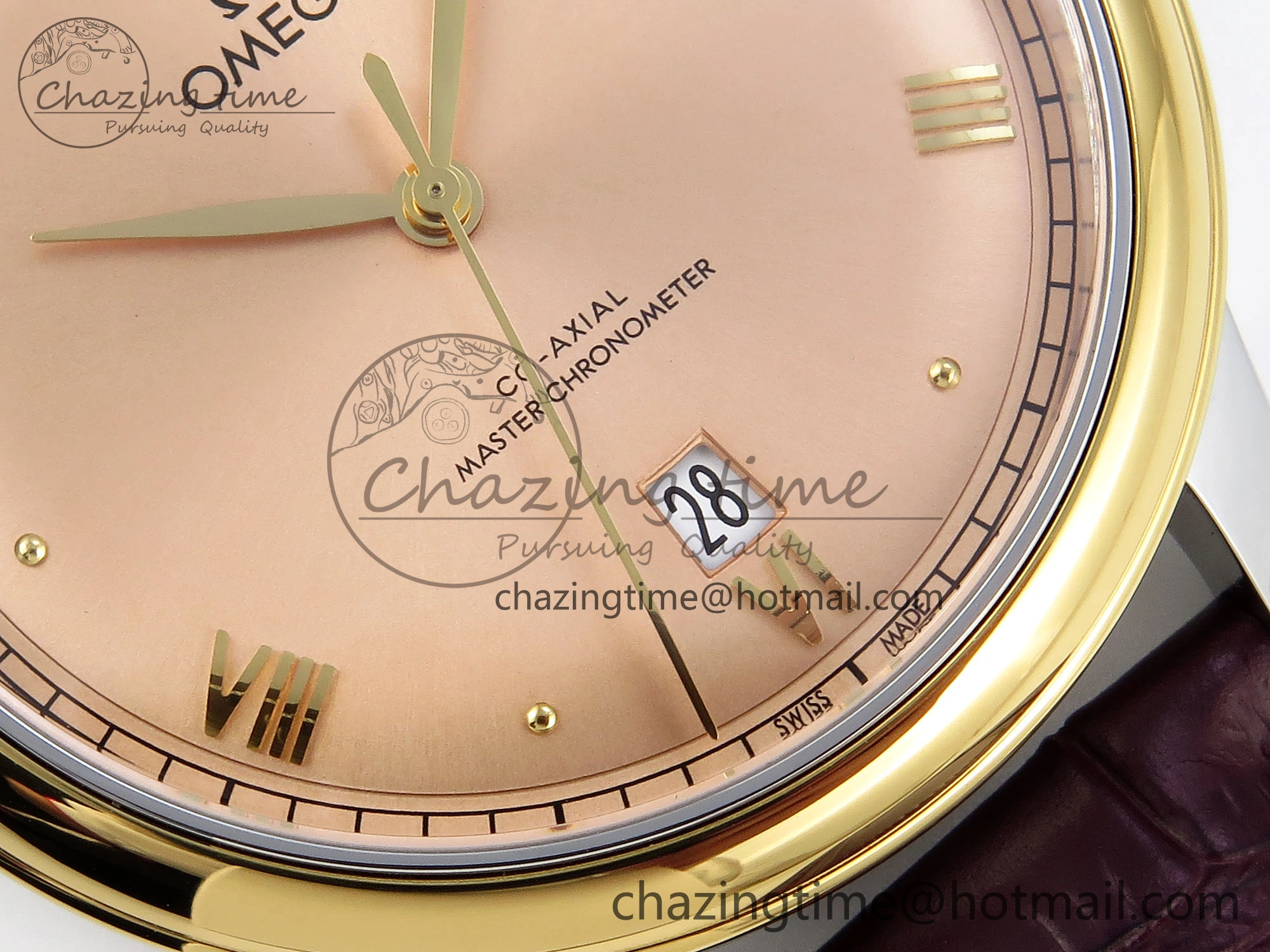 De Ville Date YG MKF 1:1 Best Edition Brown Dial Roman Marker on Brown Leather Strap A8800