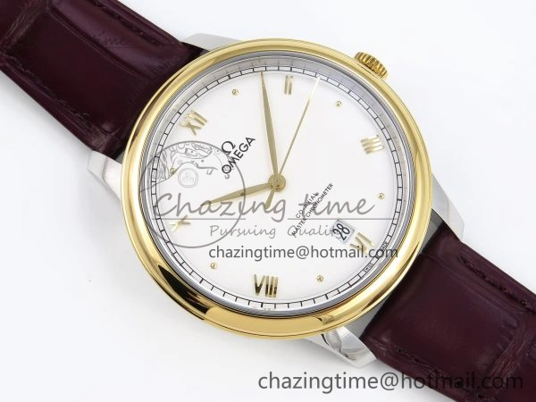 De Ville Date YG MKF 1:1 Best Edition White Dial Roman Marker on Brown Leather Strap A8800