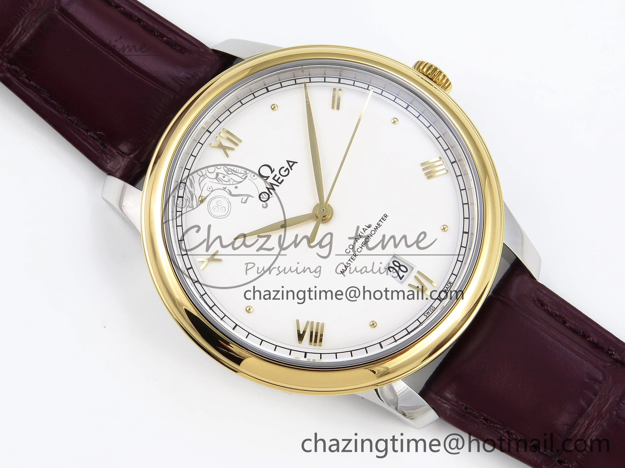 De Ville Date YG MKF 1:1 Best Edition White Dial Roman Marker on Brown Leather Strap A8800
