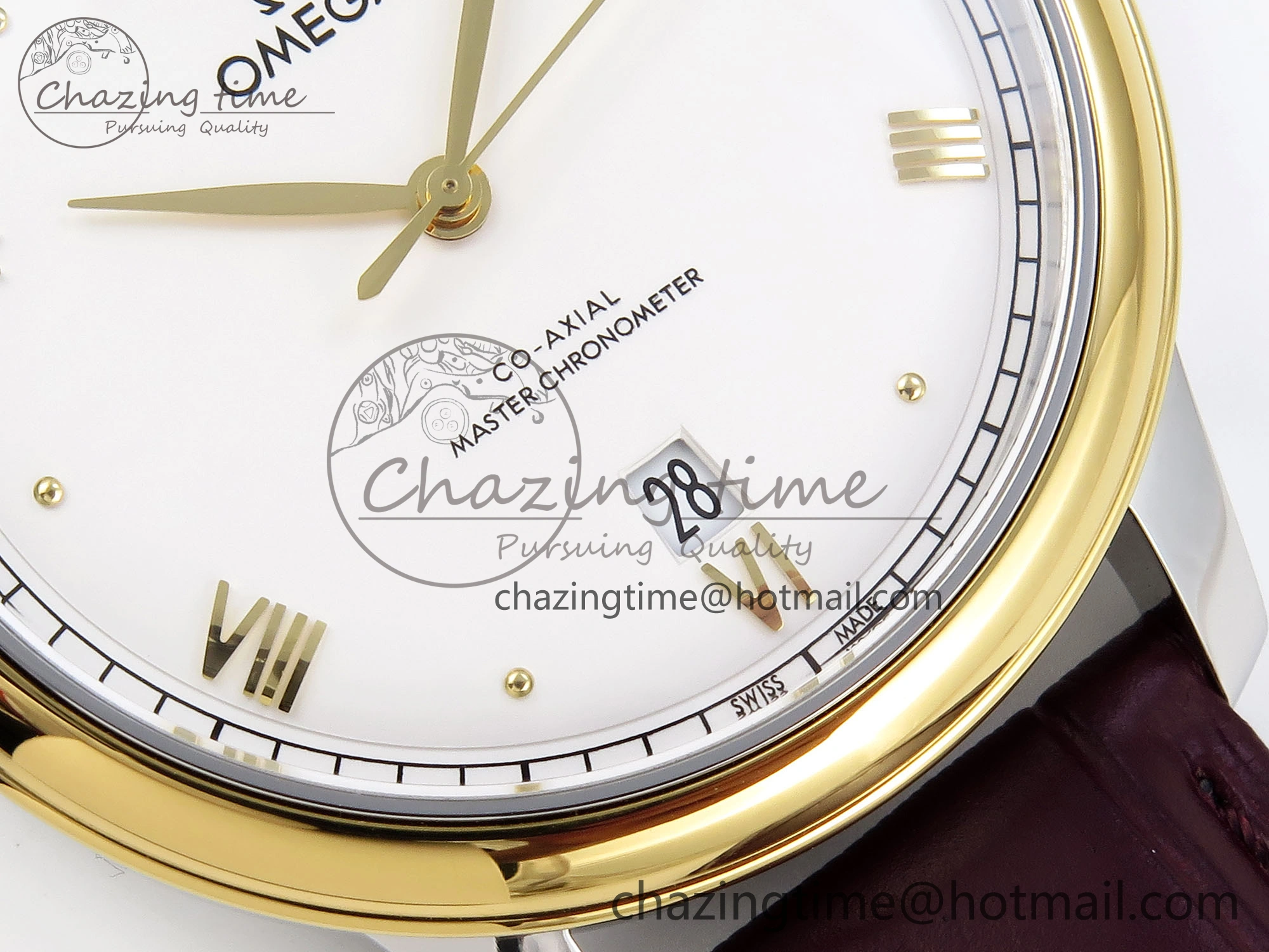 De Ville Date YG MKF 1:1 Best Edition White Dial Roman Marker on Brown Leather Strap A8800