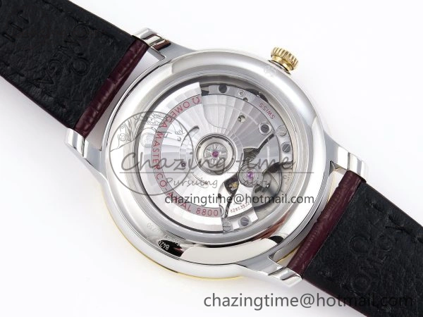 De Ville Date YG MKF 1:1 Best Edition White Textured Dial Diamonds Marker on Brown Leather Strap A8800