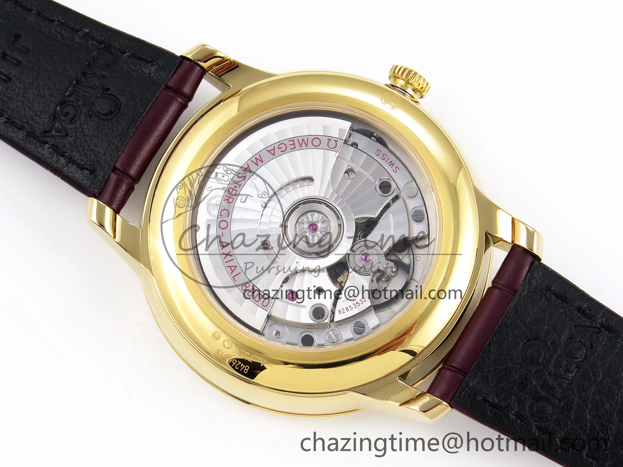 De Ville Date YG MKF 1:1 Best Edition White Textured Dial Roman Marker on Brown Leather Strap A8800
