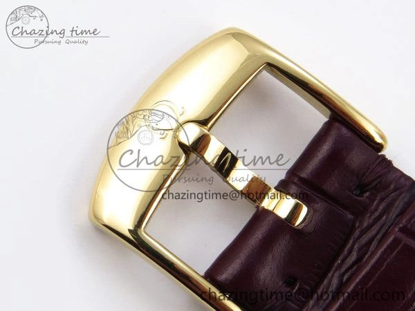 De Ville Date YG MKF 1:1 Best Edition White Textured Dial Roman Marker on Brown Leather Strap A8800