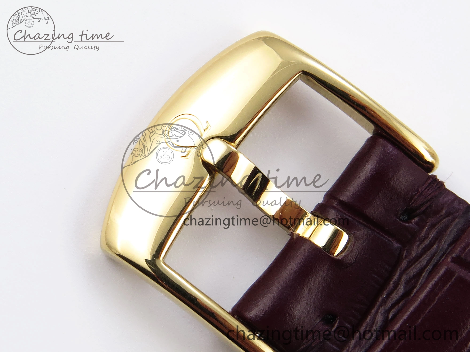 De Ville Date YG MKF 1:1 Best Edition White Textured Dial Roman Marker on Brown Leather Strap A8800
