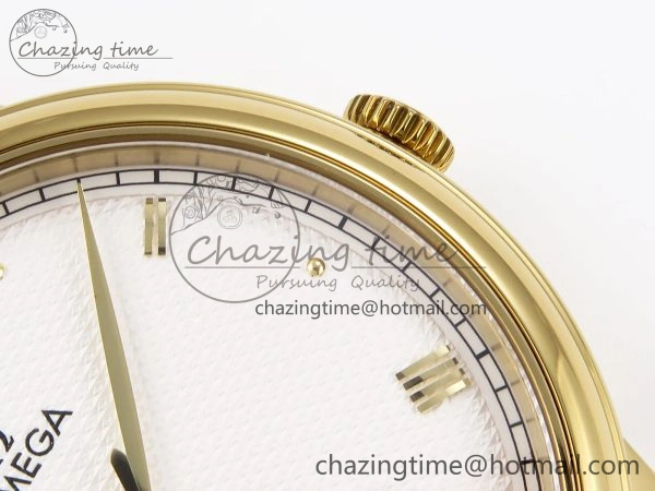 De Ville Date YG MKF 1:1 Best Edition White Textured Dial Roman Marker on Brown Leather Strap A8800