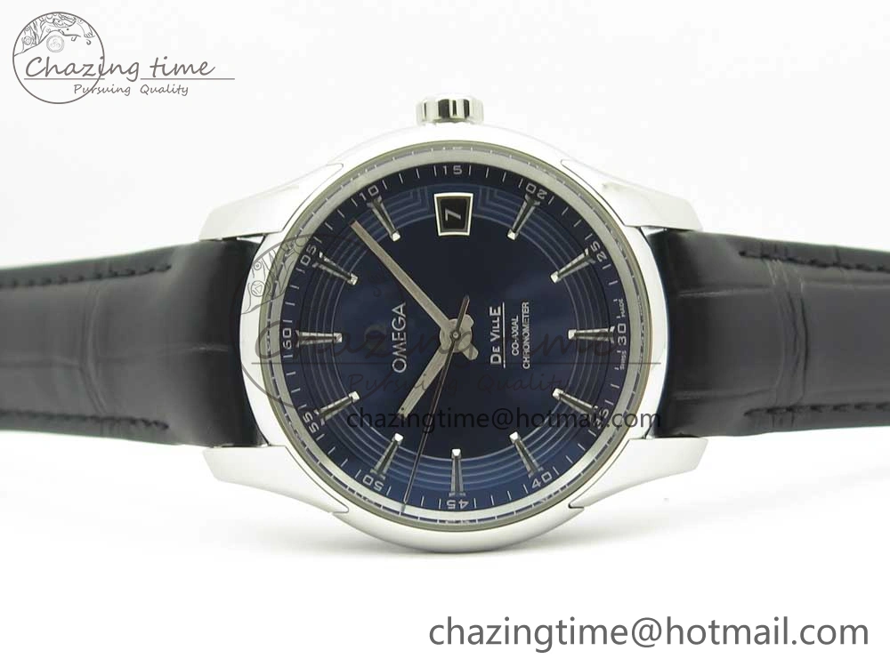 De Ville Hour Vision 41mm SS VSF 1:1 Best Edition Blue Dial on Black Croco Leather Strap A8500 Super Clone