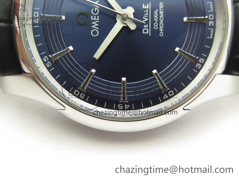 De Ville Hour Vision 41mm SS VSF 1:1 Best Edition Blue Dial on Black Croco Leather Strap A8500 Super Clone