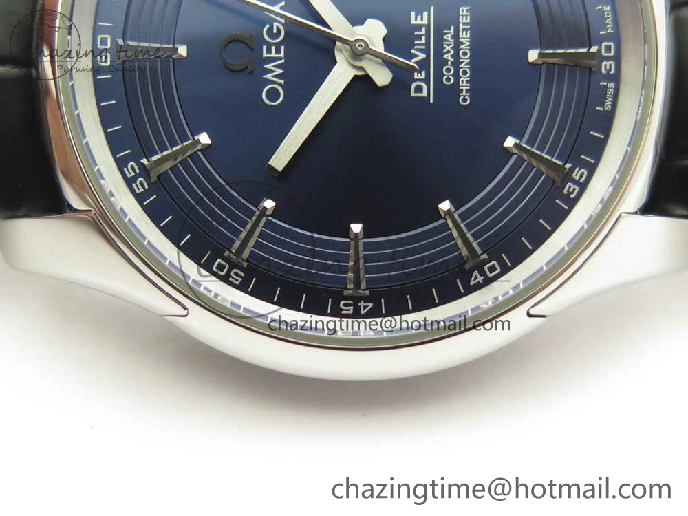 De Ville Hour Vision 41mm SS VSF 1:1 Best Edition Blue Dial on Black Croco Leather Strap A8500 Super Clone