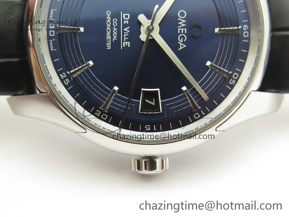 De Ville Hour Vision 41mm SS VSF 1:1 Best Edition Blue Dial on Black Croco Leather Strap A8500 Super Clone