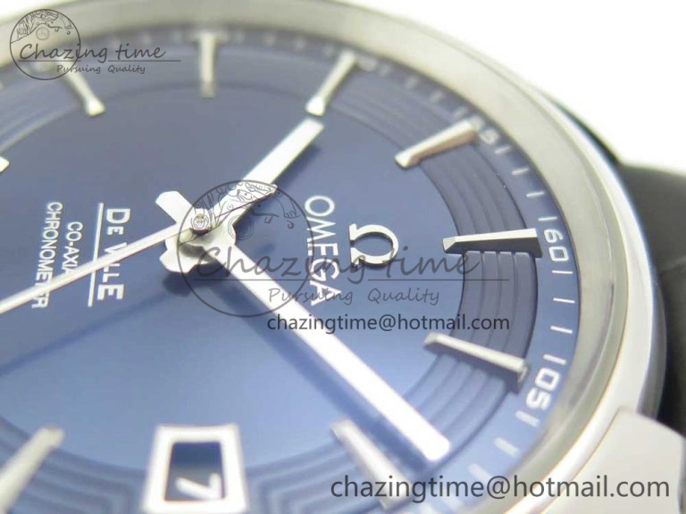 De Ville Hour Vision 41mm SS VSF 1:1 Best Edition Blue Dial on Black Croco Leather Strap A8500 Super Clone