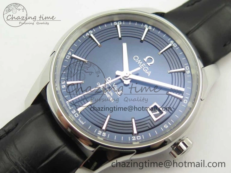 De Ville Hour Vision 41mm SS VSF 1:1 Best Edition Blue Dial on Black Croco Leather Strap A8500 Super Clone