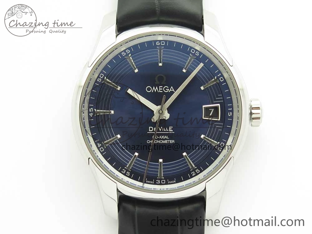 De Ville Hour Vision 41mm SS VSF 1:1 Best Edition Blue Dial on Black Croco Leather Strap A8500 Super Clone