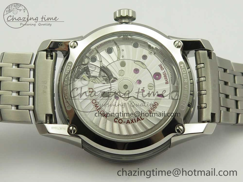 De Ville Hour Vision 41mm SS VSF 1:1 Best Edition Blue Dial on Black SS Bracelet A8500 Super Clone (2 Straps)