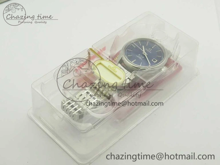 De Ville Hour Vision 41mm SS VSF 1:1 Best Edition Blue Dial on Black SS Bracelet A8500 Super Clone (2 Straps)