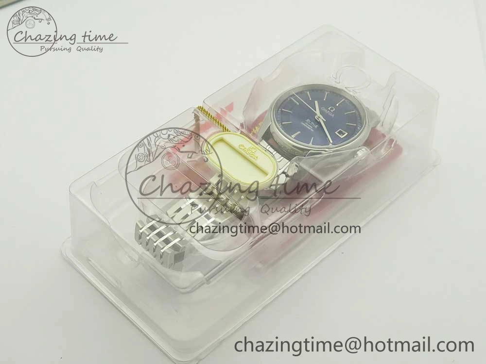 De Ville Hour Vision 41mm SS VSF 1:1 Best Edition Blue Dial on Black SS Bracelet A8500 Super Clone (2 Straps)