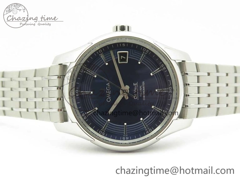 De Ville Hour Vision 41mm SS VSF 1:1 Best Edition Blue Dial on Black SS Bracelet A8500 Super Clone (2 Straps)
