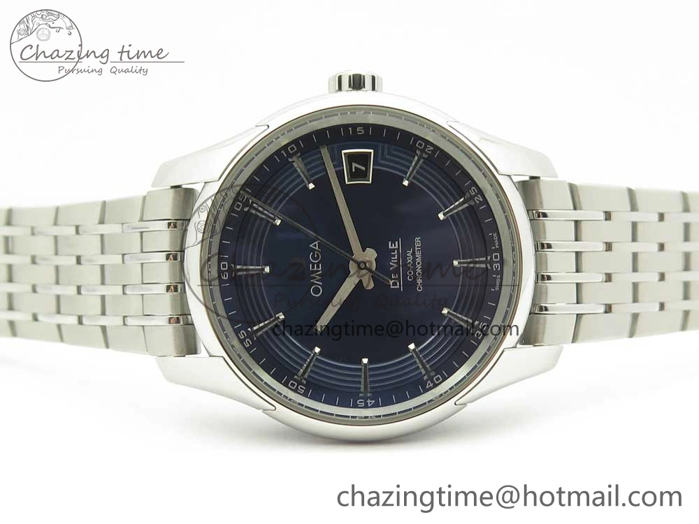 De Ville Hour Vision 41mm SS VSF 1:1 Best Edition Blue Dial on Black SS Bracelet A8500 Super Clone (2 Straps)