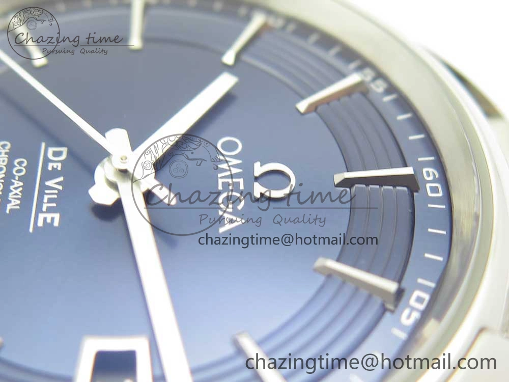 De Ville Hour Vision 41mm SS VSF 1:1 Best Edition Blue Dial on Black SS Bracelet A8500 Super Clone (2 Straps)