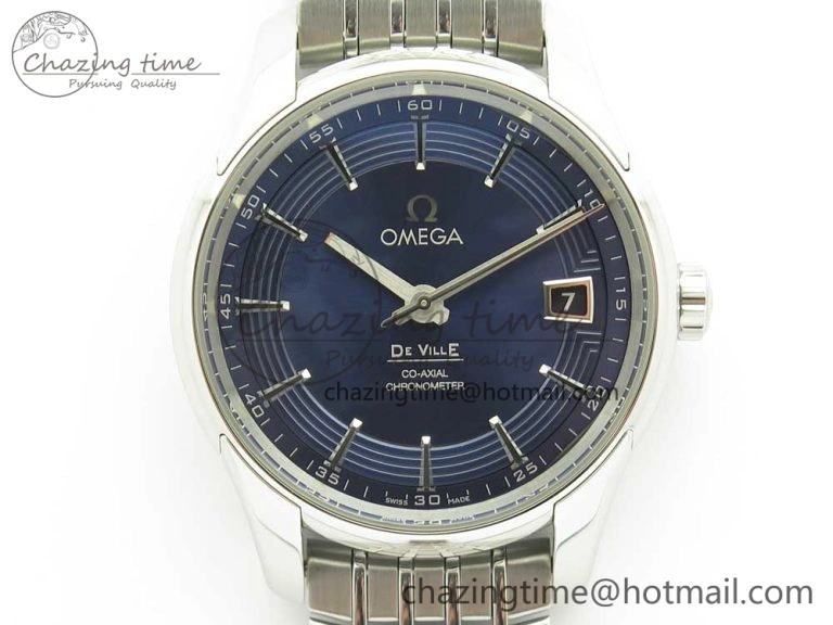 De Ville Hour Vision 41mm SS VSF 1:1 Best Edition Blue Dial on Black SS Bracelet A8500 Super Clone (2 Straps)