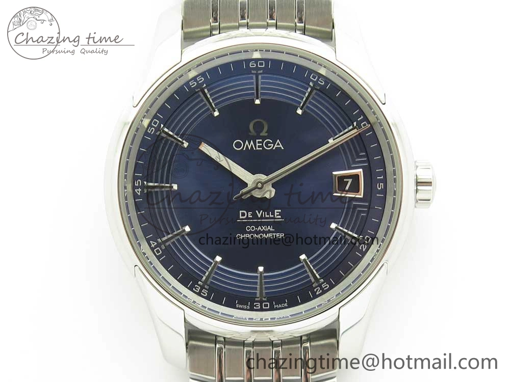 De Ville Hour Vision 41mm SS VSF 1:1 Best Edition Blue Dial on Black SS Bracelet A8500 Super Clone (2 Straps)