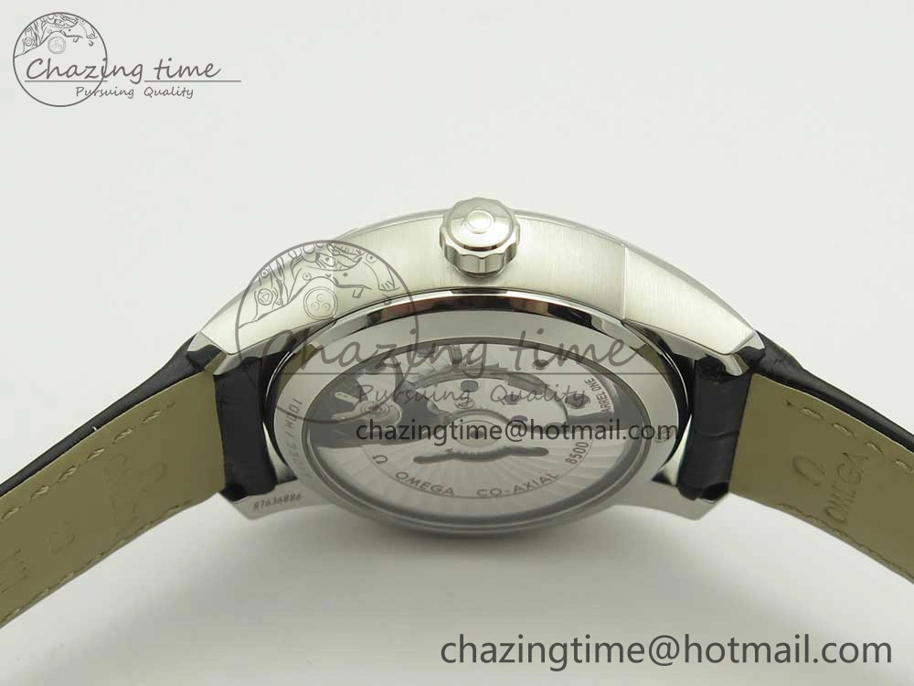 De Ville Hour Vision 41mm SS VSF 1:1 Best Edition White Dial on Black Crocodile Strap A8500 Super Clone