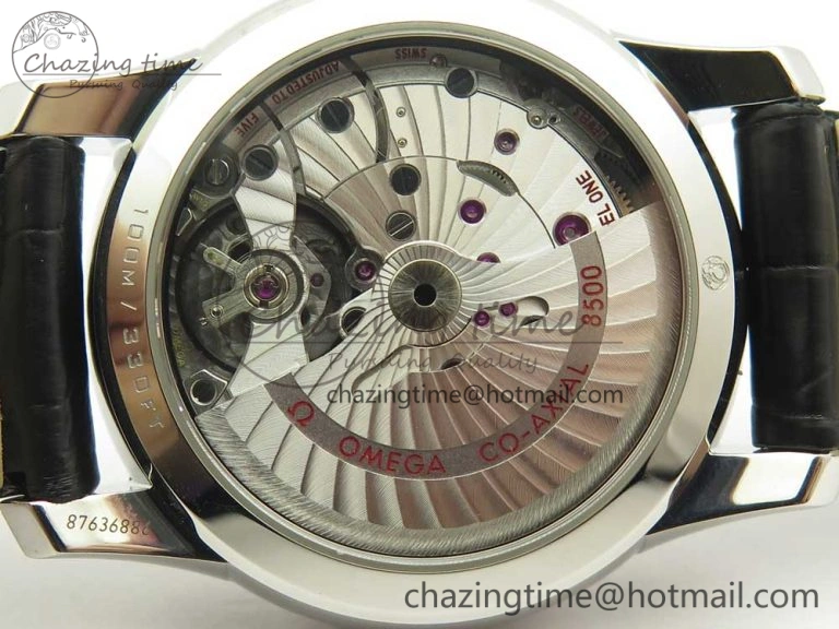 De Ville Hour Vision 41mm SS VSF 1:1 Best Edition White Dial on Black Crocodile Strap A8500 Super Clone