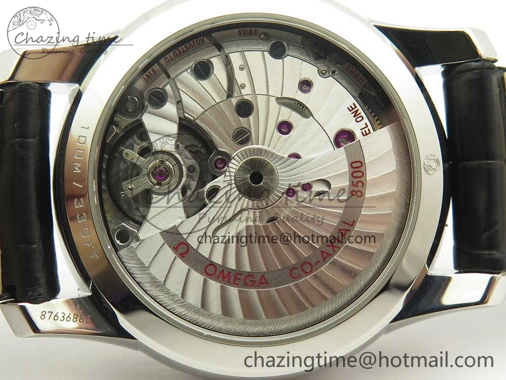 De Ville Hour Vision 41mm SS VSF 1:1 Best Edition White Dial on Black Crocodile Strap A8500 Super Clone