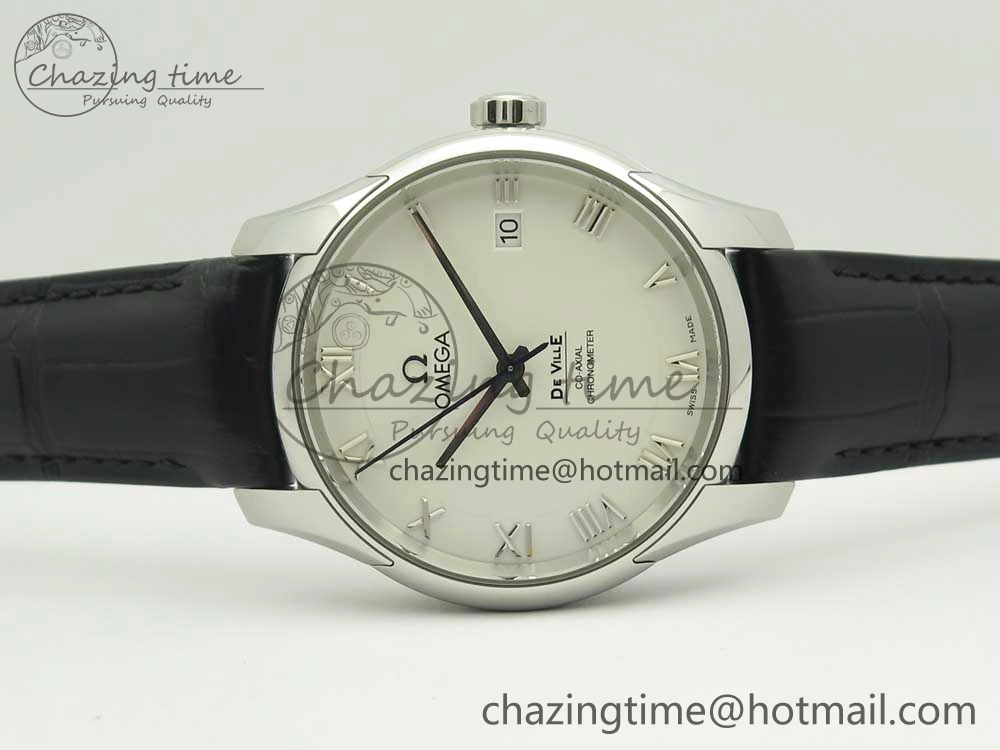 De Ville Hour Vision 41mm SS VSF 1:1 Best Edition White Dial on Black Crocodile Strap A8500 Super Clone