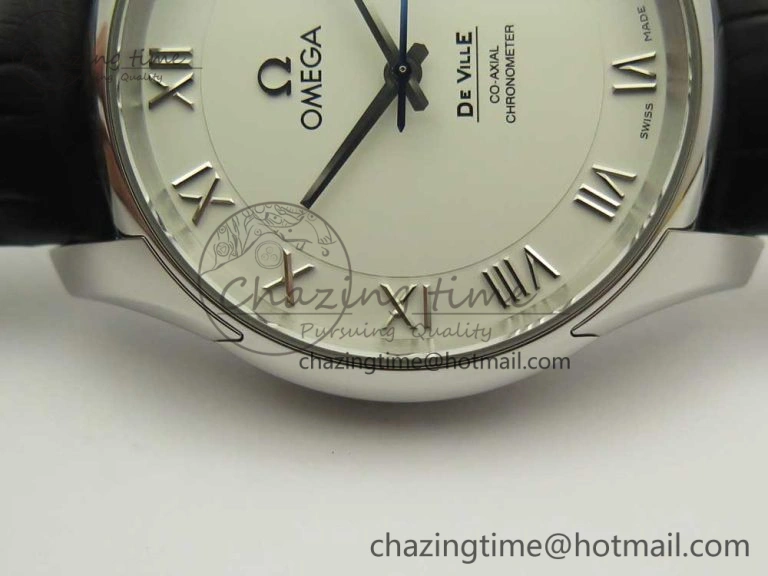 De Ville Hour Vision 41mm SS VSF 1:1 Best Edition White Dial on Black Crocodile Strap A8500 Super Clone