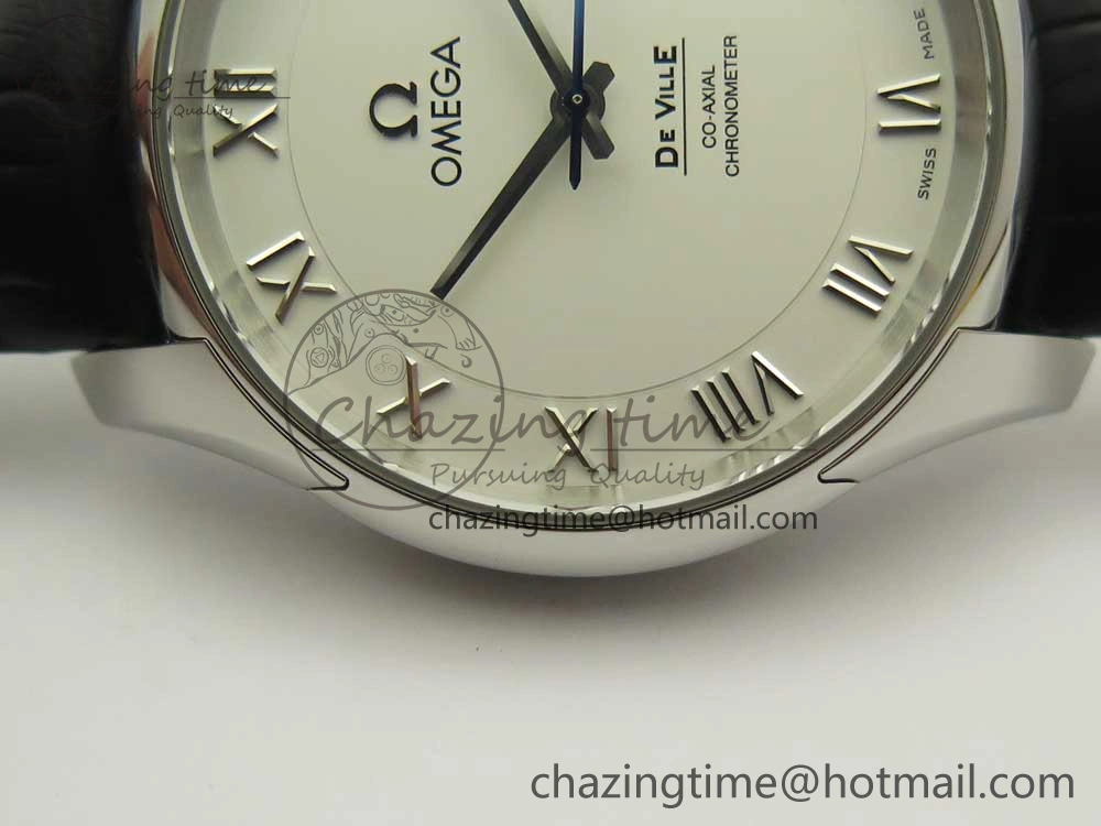 De Ville Hour Vision 41mm SS VSF 1:1 Best Edition White Dial on Black Crocodile Strap A8500 Super Clone