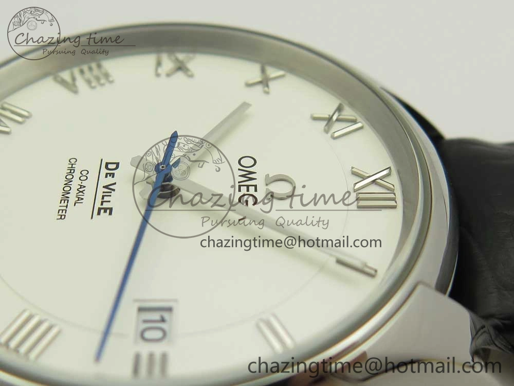 De Ville Hour Vision 41mm SS VSF 1:1 Best Edition White Dial on Black Crocodile Strap A8500 Super Clone
