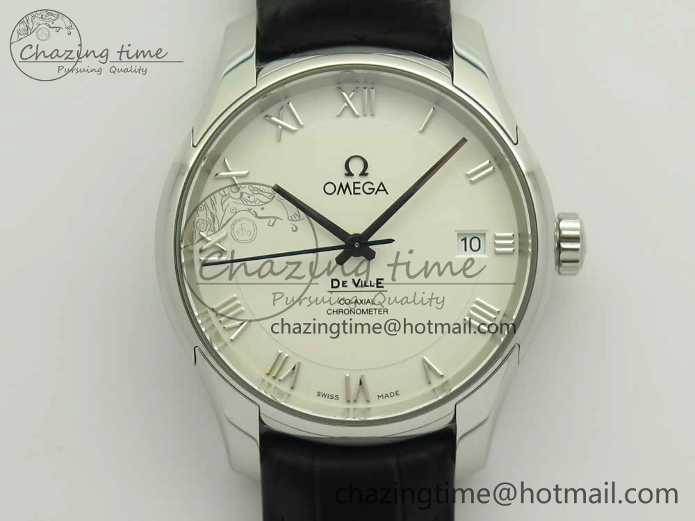 De Ville Hour Vision 41mm SS VSF 1:1 Best Edition White Dial on Black Crocodile Strap A8500 Super Clone