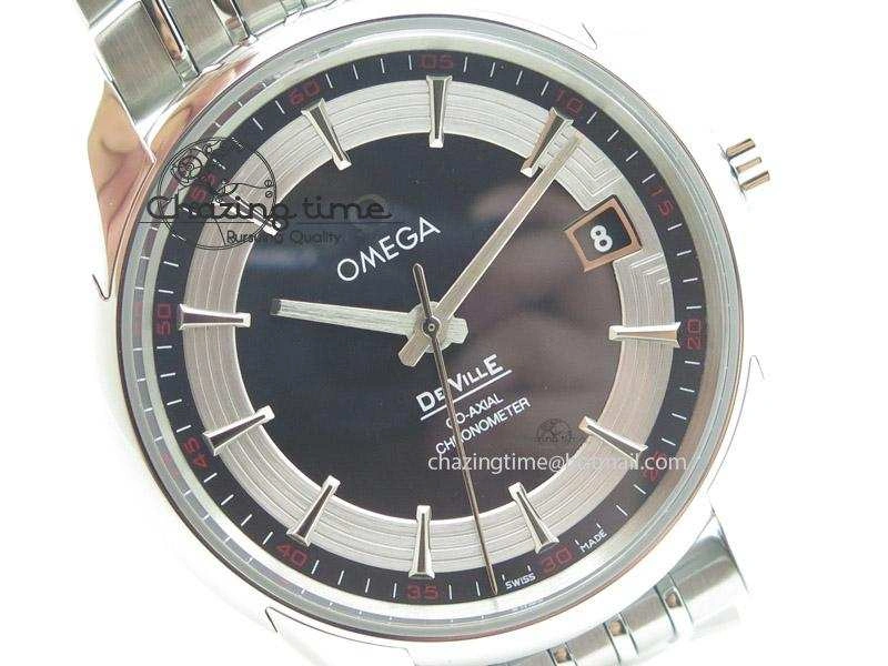 De Ville Hour Vision Co-Axial 41mm SS V6F Best Edition Black Dial On SS Bracelet A8500