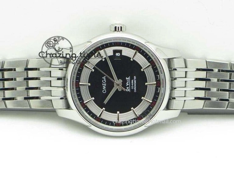 De Ville Hour Vision Co-Axial 41mm SS V6F Best Edition Black Dial On SS Bracelet A8500