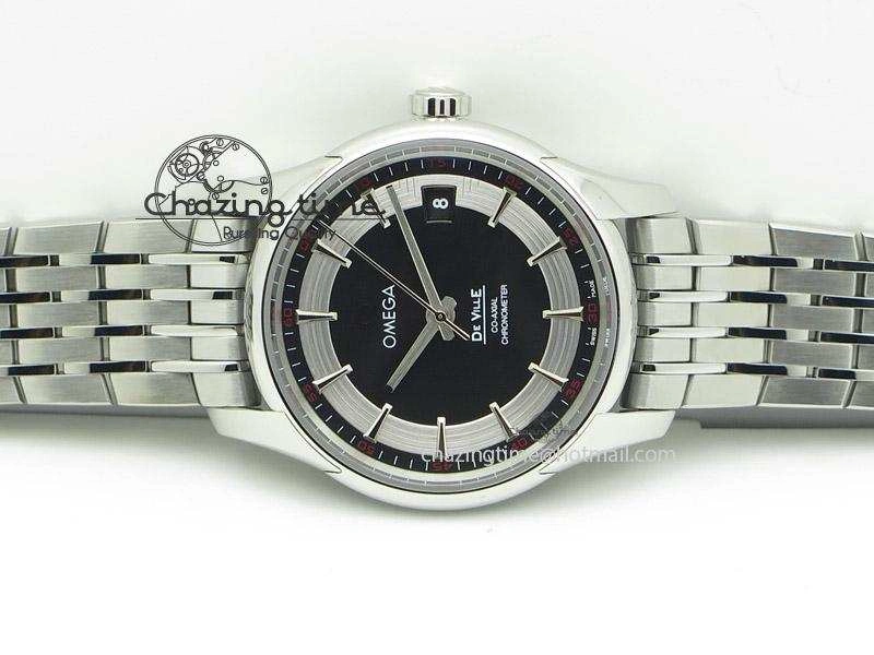 De Ville Hour Vision Co-Axial 41mm SS V6F Best Edition Black Dial On SS Bracelet A8500