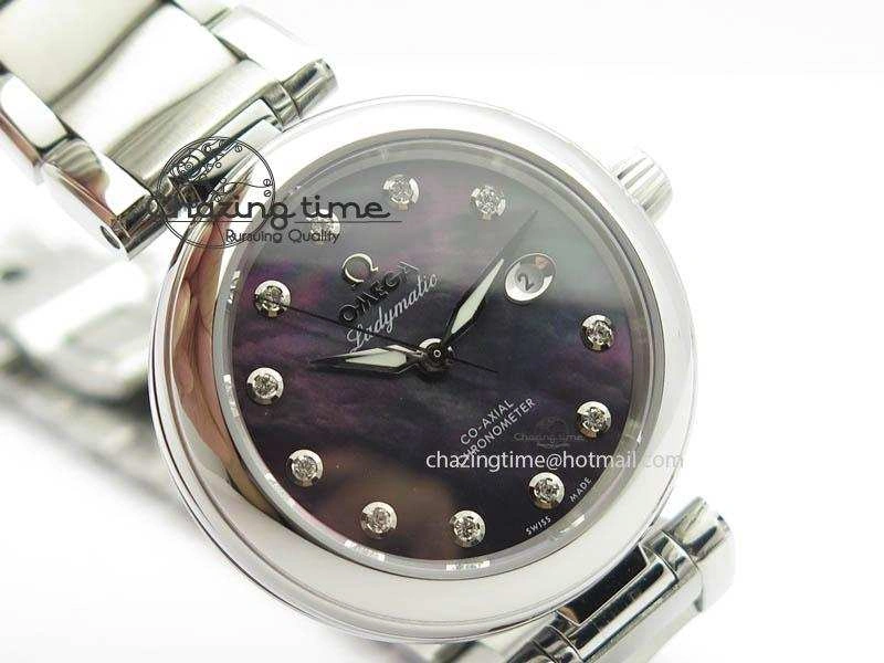 De Ville Lady 34mm SS V6F 1:1 Best Edition Black MOP Dial On SS Bracelet SEIKO NH05A