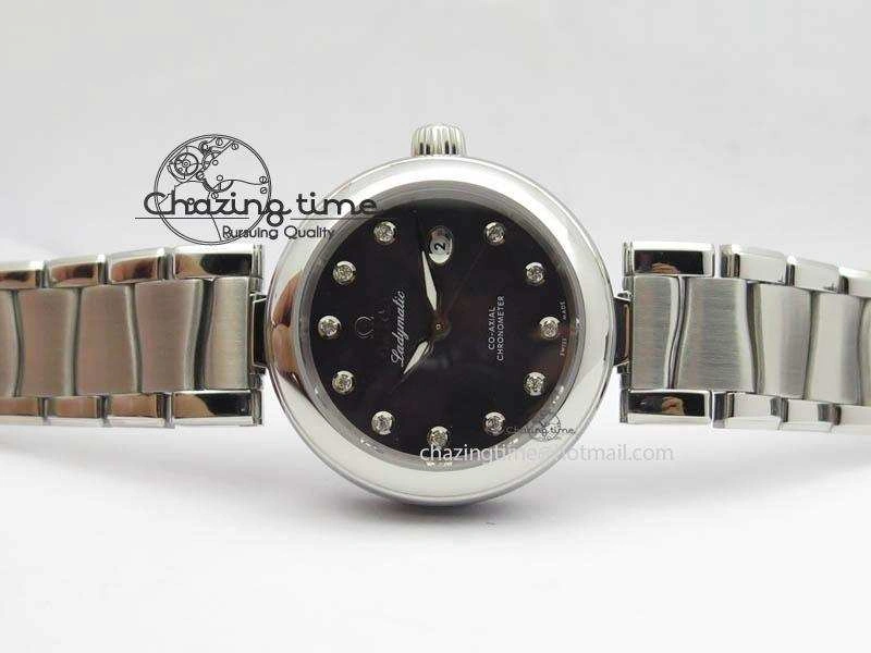 De Ville Lady 34mm SS V6F 1:1 Best Edition Black MOP Dial On SS Bracelet SEIKO NH05A