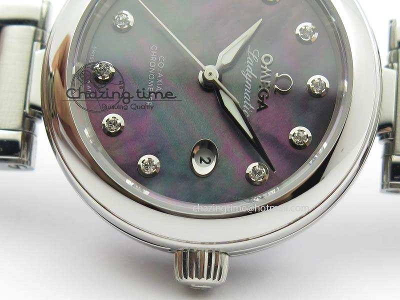 De Ville Lady 34mm SS V6F 1:1 Best Edition Black MOP Dial On SS Bracelet SEIKO NH05A