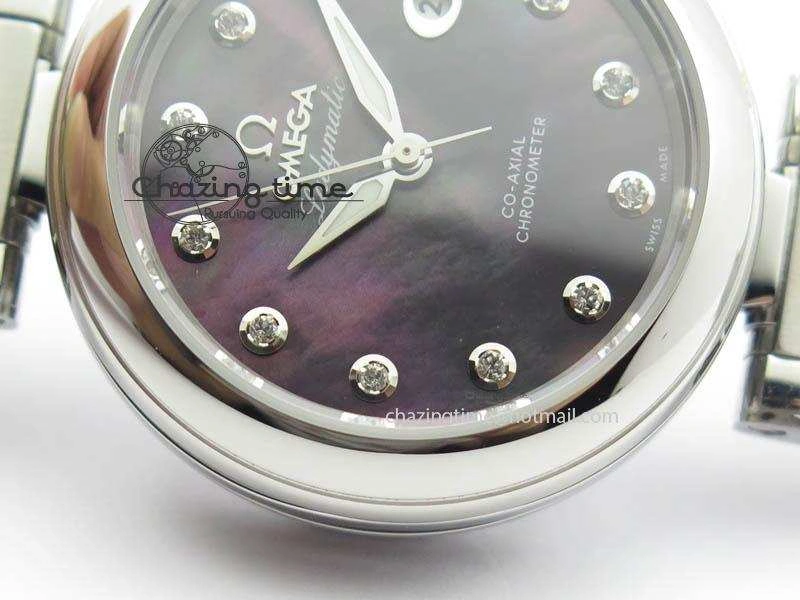 De Ville Lady 34mm SS V6F 1:1 Best Edition Black MOP Dial On SS Bracelet SEIKO NH05A
