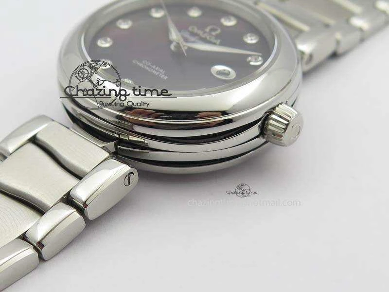 De Ville Lady 34mm SS V6F 1:1 Best Edition Black MOP Dial On SS Bracelet SEIKO NH05A