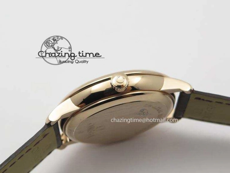 De Ville MK 1:1 Best Edition RG Blue Dial On Black Leather Asian Seagull T1701 (Sec@6)