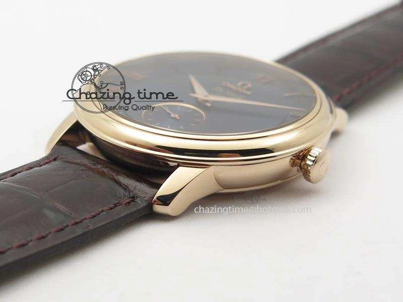 De Ville MK 1:1 Best Edition RG Blue Dial On Black Leather Asian Seagull T1701 (Sec@6)