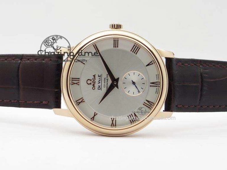 De Ville MK 1:1 Best Edition RG White Dial On Black Leather Asian Seagull T1701 (Sec@6)